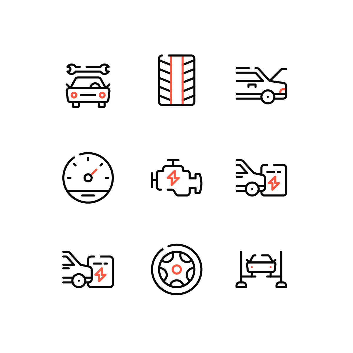 Car Service and Maintenance Icons