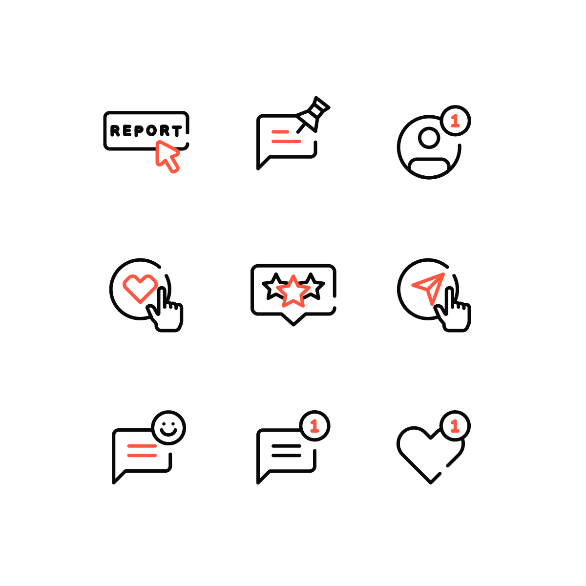 Social Media Interactions Icons