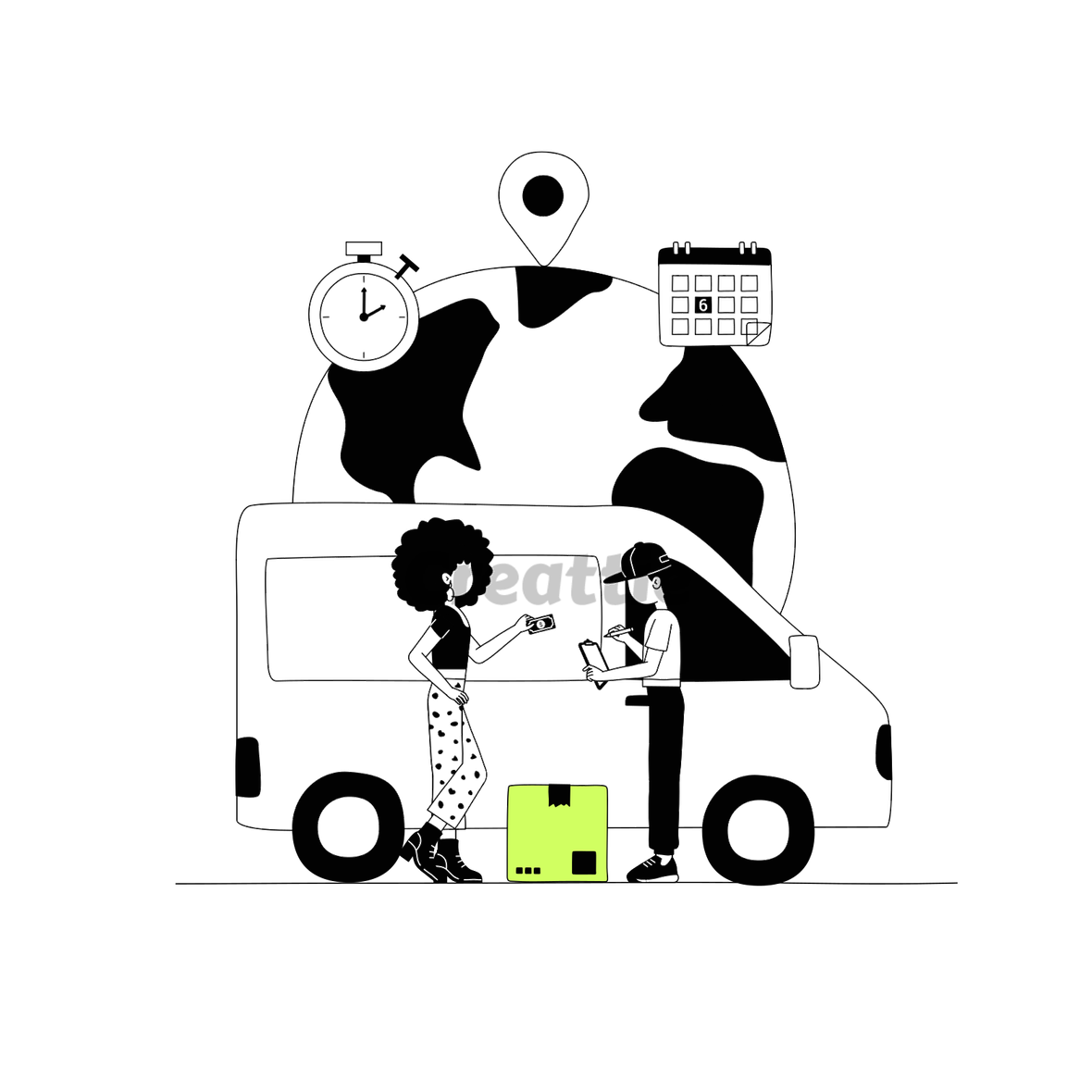 Download Cargo Van Delivery animation in Lottie JSON