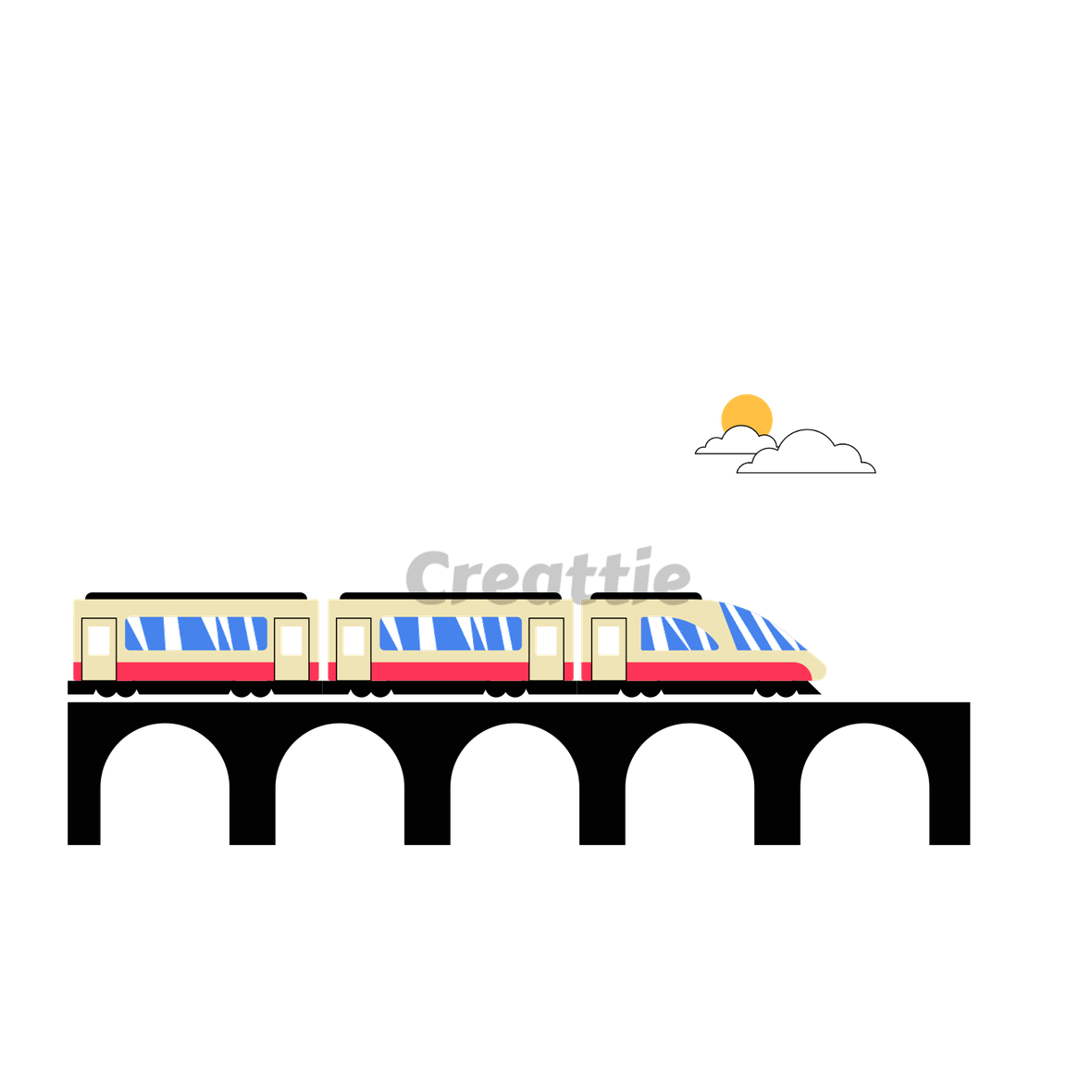 Download Train on Viaduct animation in Lottie JSON