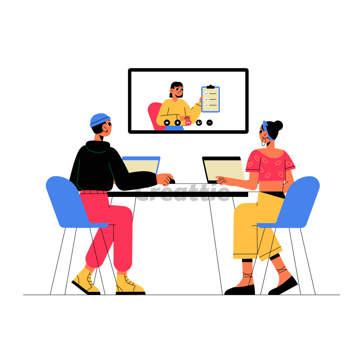 Download Team Video Conference animation in Lottie JSON