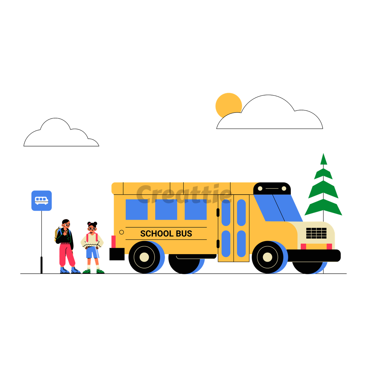 Download School Bus Stop animation in Lottie JSON