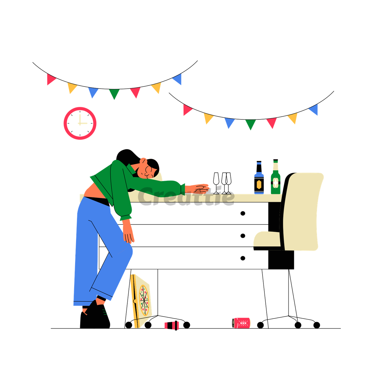 Download Drunk Girl animation in Lottie JSON