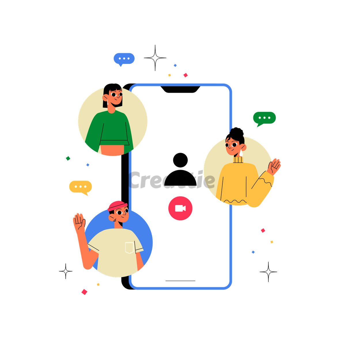 Download Team Video Call animation in Lottie JSON