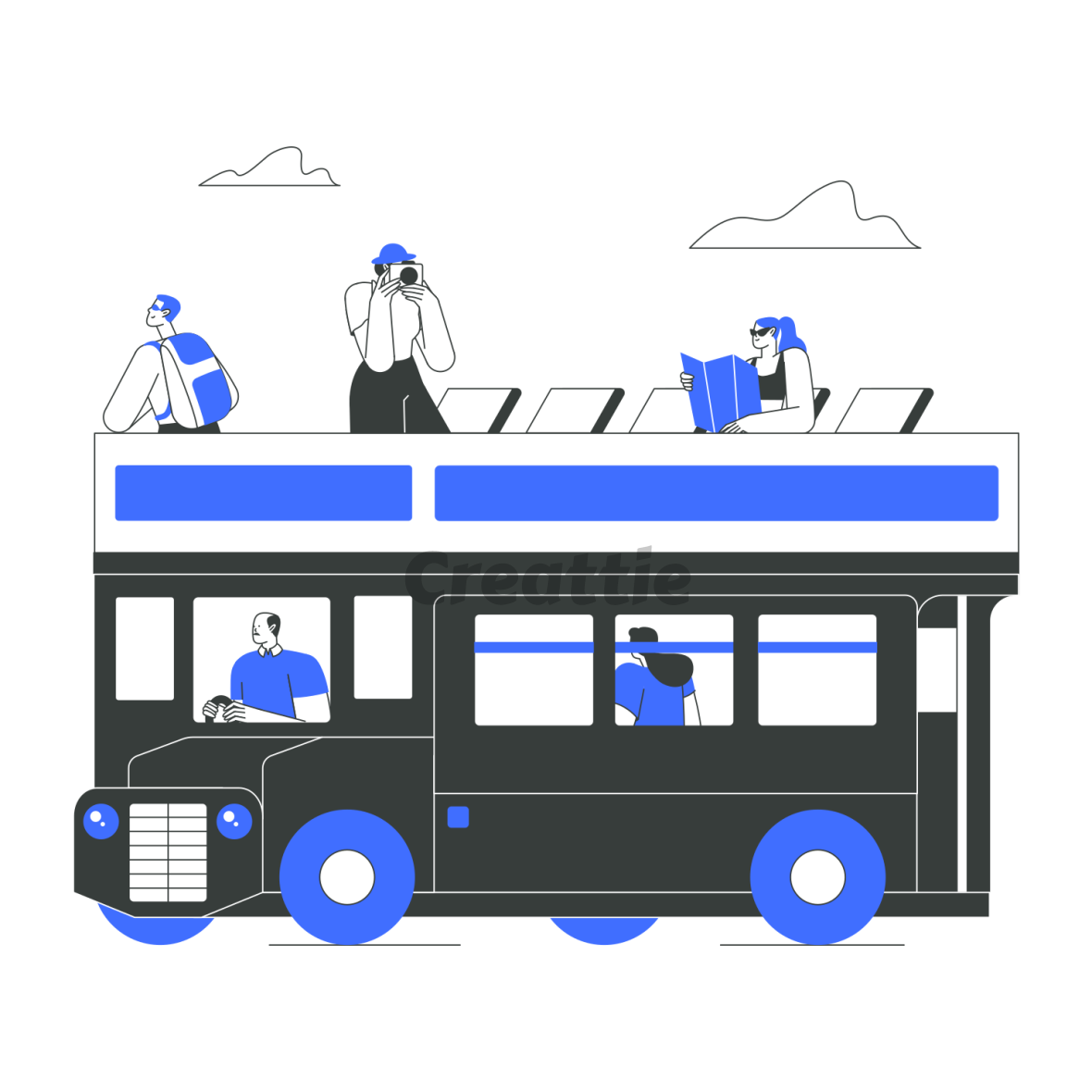 Bus Excursion Visual Tour Bus Drawing