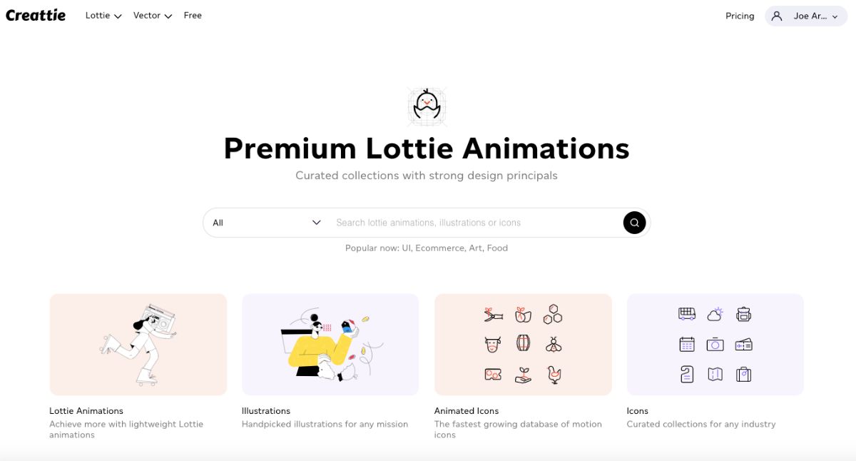 Lottie animations library